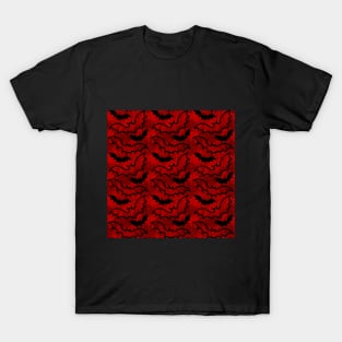 Flying Bats Vampire Red Pattern T-Shirt